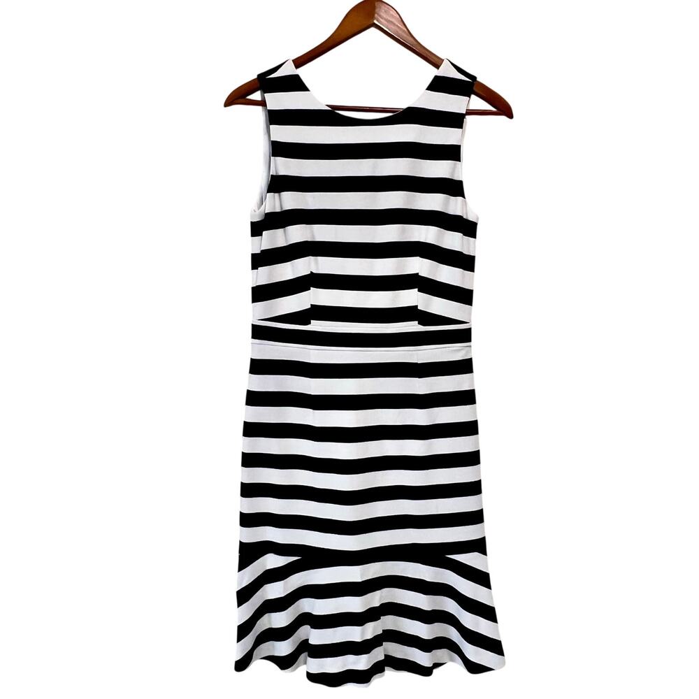 Banana Republic Striped Fit & Flare Dress Black White Sleeveless Size 4